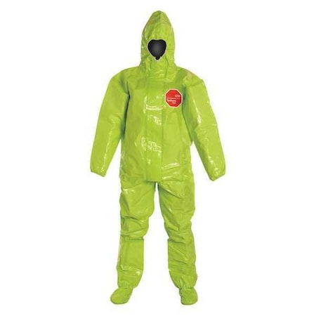 Respirator Fit Hood. Elastic Wrists. Double Storm Flap with Adhesive Closure. Lime Yellow. 3X