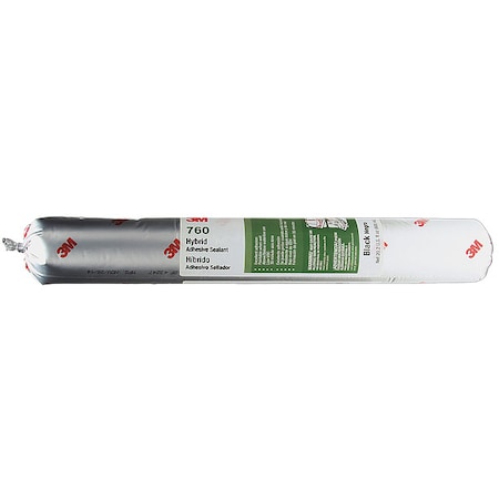 Polymer Adhesive Sealant, 20 oz, Sausage Pack, Black, Polymer Base, 760 UV