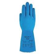 Chemical Resistant Gloves, Natural Rubber Latex, 12 in L, 50 mil, Blue, 9, 1 PR