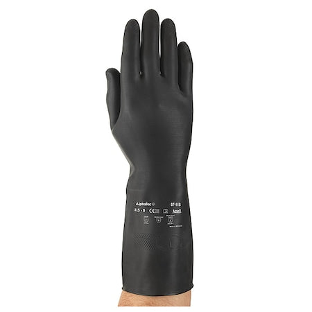 AlphaTec(R) 87-118 Chemical Resistant Gloves, Natural Rubber Latex, 12 in L, 31.5 mil, Black, 9