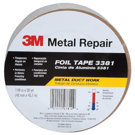 FoilTape,Aluminum,Silver,50ydL,2-3/4inW
