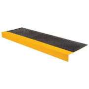 Stair Tread Cover Fiberglass Reinforced Plastic Coarse Grit Size, Black/Yellow, 36 in W x