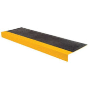 Stair Tread Cover Fiberglass Reinforced Plastic Coarse Grit Size, Black/Yellow, 59 in W x