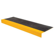 Stair Tread Cover Fiberglass Reinforced Plastic Coarse Grit Size, Black/Yellow, 32 in W x