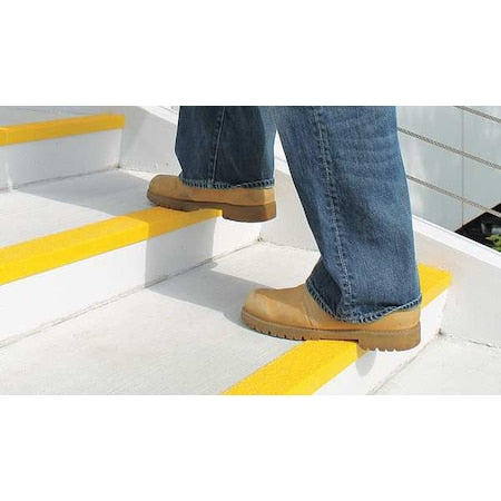 Stair Nosing Fiberglass Reinforced Plastic Coarse Grit Size, Yellow, 59 in W x 5/32 in Thick
