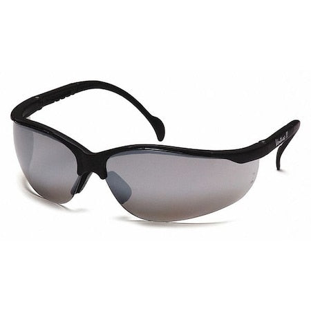 Venture II(R), Safety Glasses, Anti-Scratch, Gray Mirror Lens, Black Frame, Half-Frame