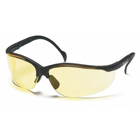 Venture II(R), Safety Glasses, Anti-Scratch, Amber Lens, Black Frame, Half-Frame