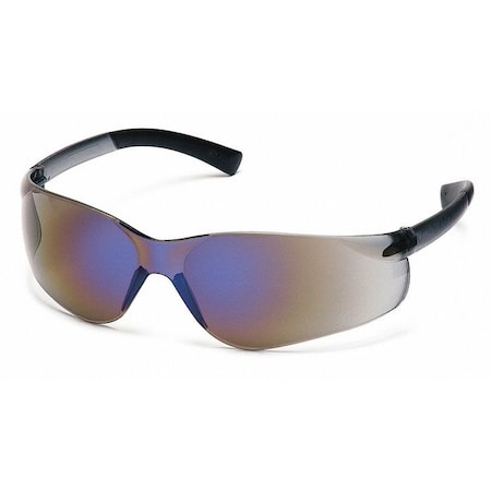 Ztek(R), Safety Glasses, Anti-Scratch, Blue Mirror Lens, Black Frame, Frameless