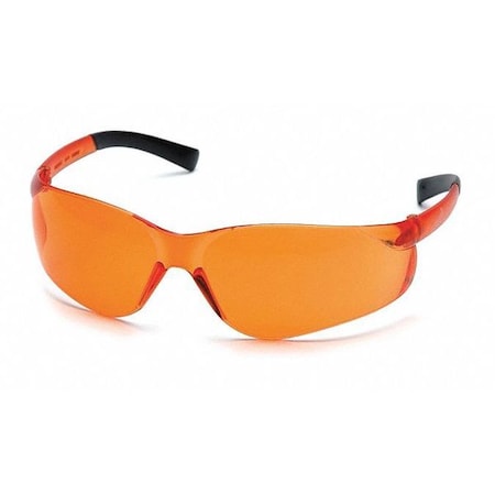 Ztek(R), Safety Glasses, Anti-Scratch, Orange Lens, Orange Frame, Frameless
