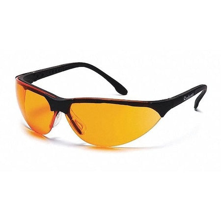 RENDEZVOUS(R), Safety Glasses, Anti-Scratch, Orange Lens, Black Frame, Half-Frame