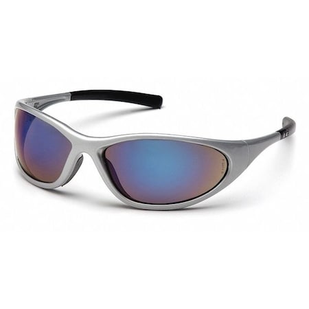ZONE II(R), Safety Glasses, Anti-Scratch, Blue Mirror Lens, Gray Frame, Full-Frame