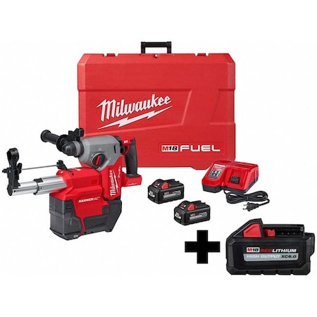 M18 FUEL 1" SDS Plus Rotary Hammer w/ ONE-KEY Dust Extractor Kit + M18 HIGH OUTPUT XC6.0 Battery
