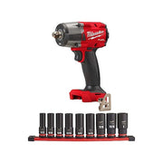 M18 FUEL 1/2" Mid-Torque Impact Wrench, Pin Detent + 9PC SHOCKWAVE Impact Duty 1/2" Drive Socket Set