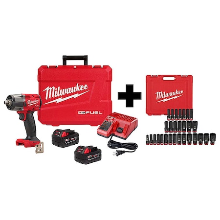 M18 FUEL 1/2" Mid-Torque Impact Wrench + 29PC SHOCKWAVE Impact Duty 1/2" Drive 6-Point Socket Set
