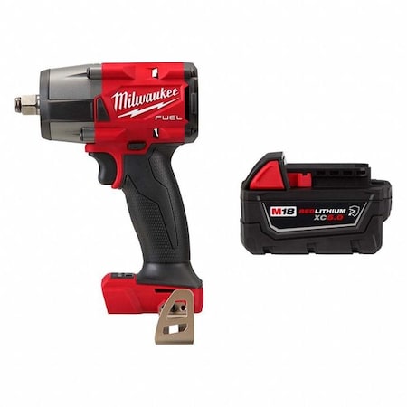 M18 FUEL 1/2" Mid-Torque Impact Wrench w/ Friction Ring + M18 XC5.0 Resistant Battery