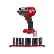M18 FUEL 1/2" Mid-Torque Impact Wrench + 9PC SHOCKWAVE Impact Duty 1/2" Drive SAE 6-Point Socket Set
