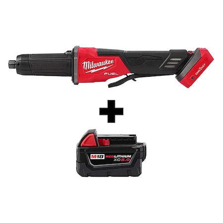 M18 FUEL Variable Speed, Braking Die Grinder, Paddle Switch w/ ONE-KEY + M18 XC5.0 Battery Pack