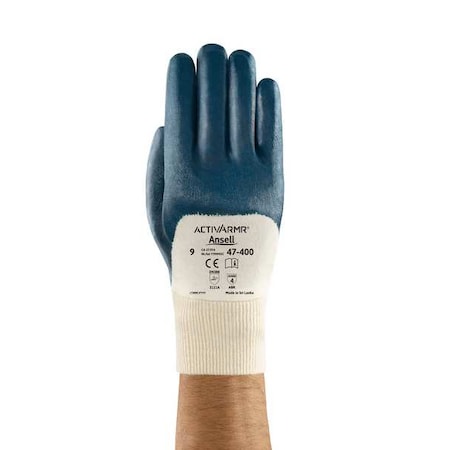 Coated Gloves, Nitrile, Textured, 3/4 Dip, 4 Abrasion Level, Blue, M (8) 1 PR