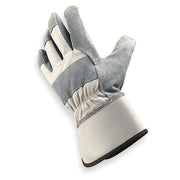 Leather Gloves, Cowhide, Safety Cuff, Wing Thumb, Full Finger, Gray, XL, 1 PR
