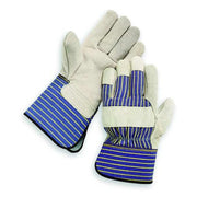 Leather Gloves, Cowhide, Gauntlet Cuff, Wing Thumb, Full Finger, Gray, L, 1 PR