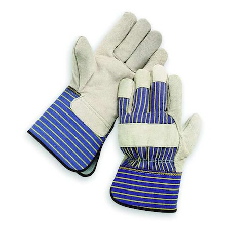 Leather Gloves, Cowhide, Gauntlet Cuff, Wing Thumb, Full Finger, Gray, S, 1 PR