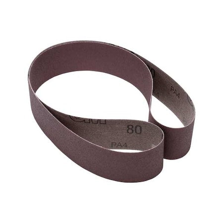 Sanding Belt, 4 in W, 60 in L, Coated, Aluminum Oxide, 80 Grit, Not Applicable, 341D, Brown