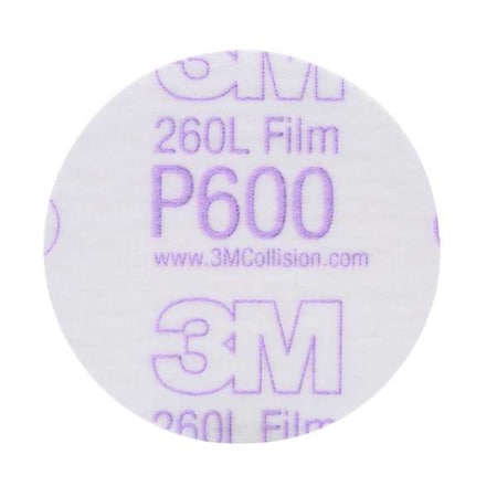 Hook-and-Loop Sanding Disc, 3 in Dia, No Hole, Aluminum Oxide, P600 Grit, Coated Type, 260L