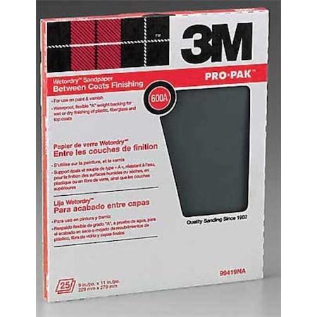 Sanding Sheet,11x9 In,600 G, Sc, PK250
