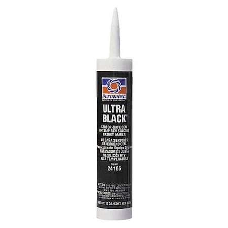 Increased Oil Resistance RTV Gasket Maker, 13 oz, Black, Temp Range -65 to 500 Degrees F