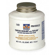 Pipe Thread Sealant 4 fl oz, Brush-Top Can, Thread Sealant with PTFE, White, Paste