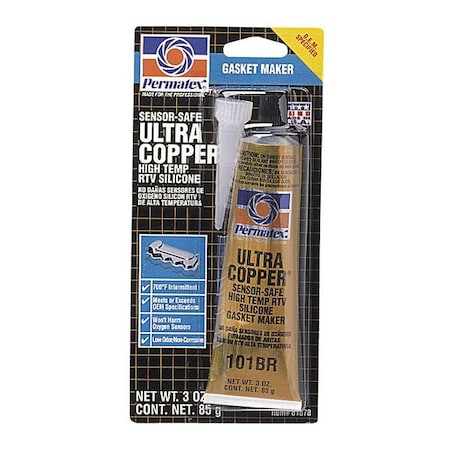Maximum Temp. Resistance RTV Gasket Maker, 3 oz, Copper, Temp Range -65 to 700 Degrees F