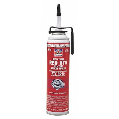 High Temp. RTV Gasket Maker, 7.5 oz, Red, Temp Range -65 to 650 Degrees F