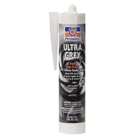 Rigid, High Torque RTV Gasket Maker, 13 oz, Gray, Temp Range -65 to 500 Degrees F
