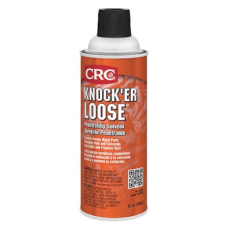 Penetrating Solvent, Knock'er Loose, 32 to 300 Degrees F, 13 oz Aerosol Can, Red
