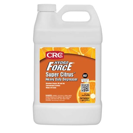 Hydro Force Super Citrus Cleaner/Degreaser, 1 gal Jug, Ready to Use, Citrus-Based Solvent