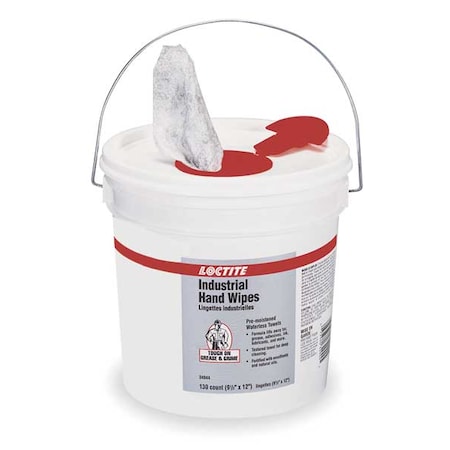 Hand Wipes,130 Wipes Per Bucket, 9.5 in x 12 in,White
