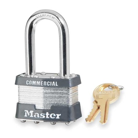 Padlock, Keyed Alike, Long Shackle, Rectangular Steel Body, Steel Shackle, 3/4 in W