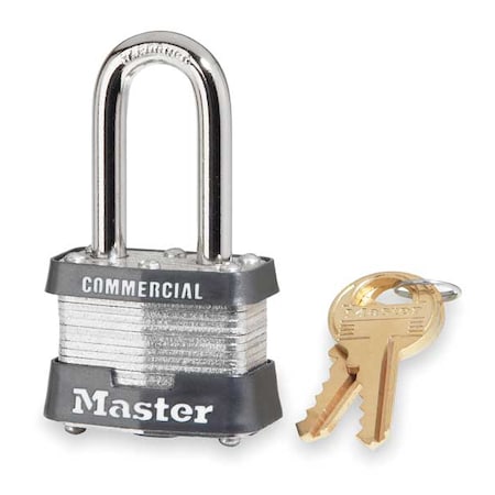 Padlock, Keyed Alike, Long Shackle, Rectangular Steel Body, Steel Shackle, 5/8 in W