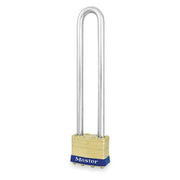 Padlock, Keyed Alike, Long Shackle, Rectangular Brass Body, Steel Shackle, 3/4 in W