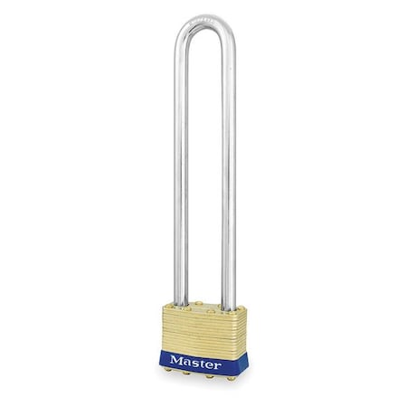 Padlock, Keyed Alike, Long Shackle, Rectangular Brass Body, Steel Shackle, 3/4 in W