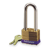 Padlock, Keyed Different, Long Shackle, Rectangular Brass Body, Steel Shackle, 3/4 in W