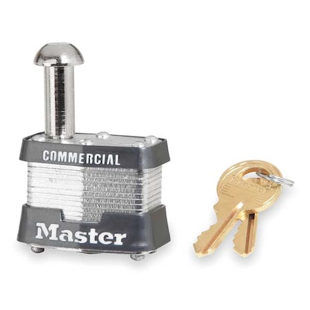 Padlock, Keyed Different, Single Post Shackle, Rectangular Steel Body, Steel Shackle, 5/8 in W