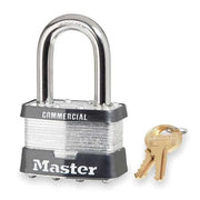 Padlock, Keyed Different, Long Shackle, Rectangular Steel Body, Steel Shackle, 15/16 in W