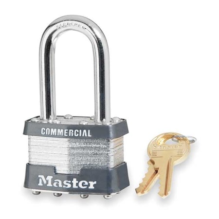 Padlock, Keyed Different, Long Shackle, Rectangular Steel Body, Steel Shackle, 3/4 in W