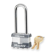 Padlock, Keyed Different, Long Shackle, Rectangular Steel Body, Steel Shackle, 3/4 in W