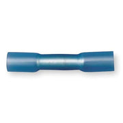 Butt Splice Wire Connector, 14 AWG Max, Blue, Polyolefin Insulation, 600 V, 25 PK