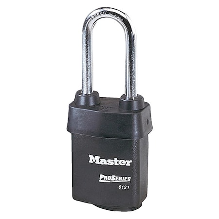 Padlock, Keyed Different, Long Shackle, Rectangular Steel Body, Boron Shackle, 7/8 in W