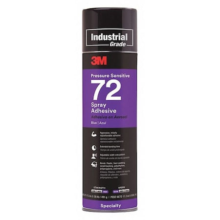 Spray Adhesive, Pressure Sensitive 72 Series, Blue, 17.3 oz, Aerosol Can
