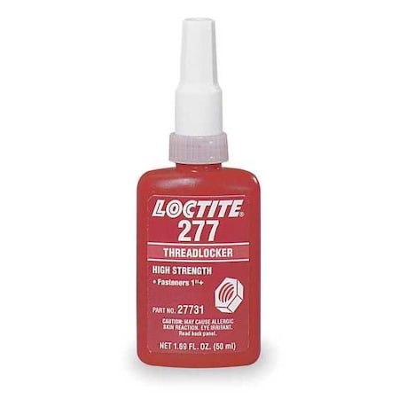 Threadlocker, LOCTITE 277, Red, High Strength, Liquid, 250 mL Bottle