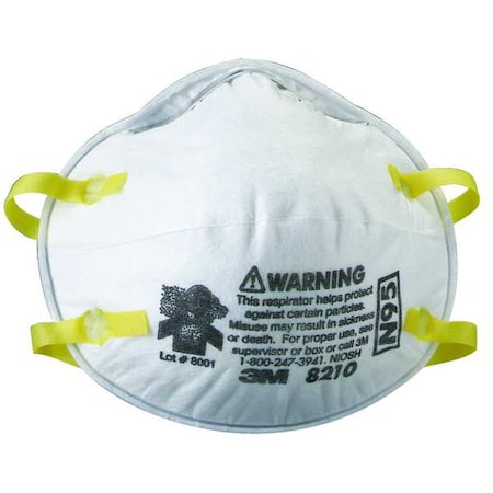 N95 Disposable Respirator, 8210, Dual Headstrap, Particulate Respirator, Nose Clip, PK20